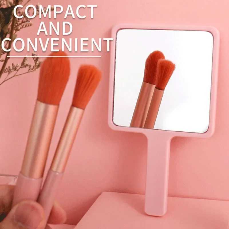 1Pc Handheld Makeup Mirror Female Vanity Cosmetic Square Mirror Beauty Tools Portable Vintage Hand Looking Glass Espejo XJ241213