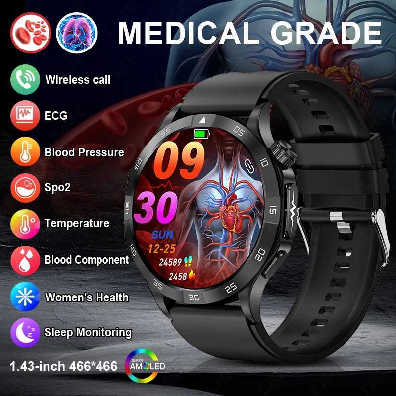 LIGE New ECG+PPG Medical Smart Watch Men 466*466 AMOLED Screen Watches SOS BT Call Waterproof Smartwatch Women For T241213