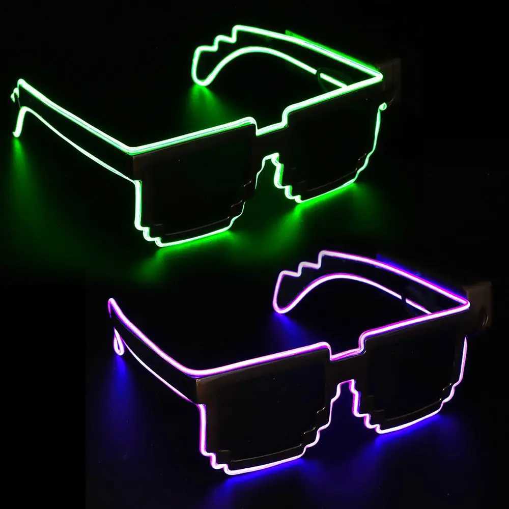 Sunglasses LED Light-up Glasses Novel Mosaic Wireless Glow in the Dark for Rave Party Funny Neon Christmas Shades Adult Kids H241213INGV