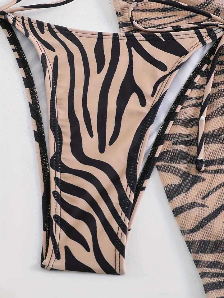 2024 Sexy Three Pieces Bikini Set Women Summer Bikini With Sarong Skirt Swimsuit Fa Swimwear opard Printed Bathing SuitsXJ241212