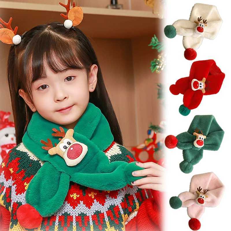 Scarves Wraps Childrens Scarf Winter Warm Baby Plush Thickened Men and Girls Windproof Cute Christmas Deer H241213M1K2