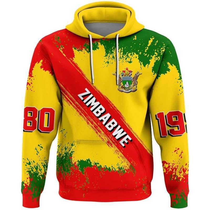 Zimbabwe flag map graphic sports shirt emblem hoodie mens AFrican boys hoodie casual mens Jersey top W241213