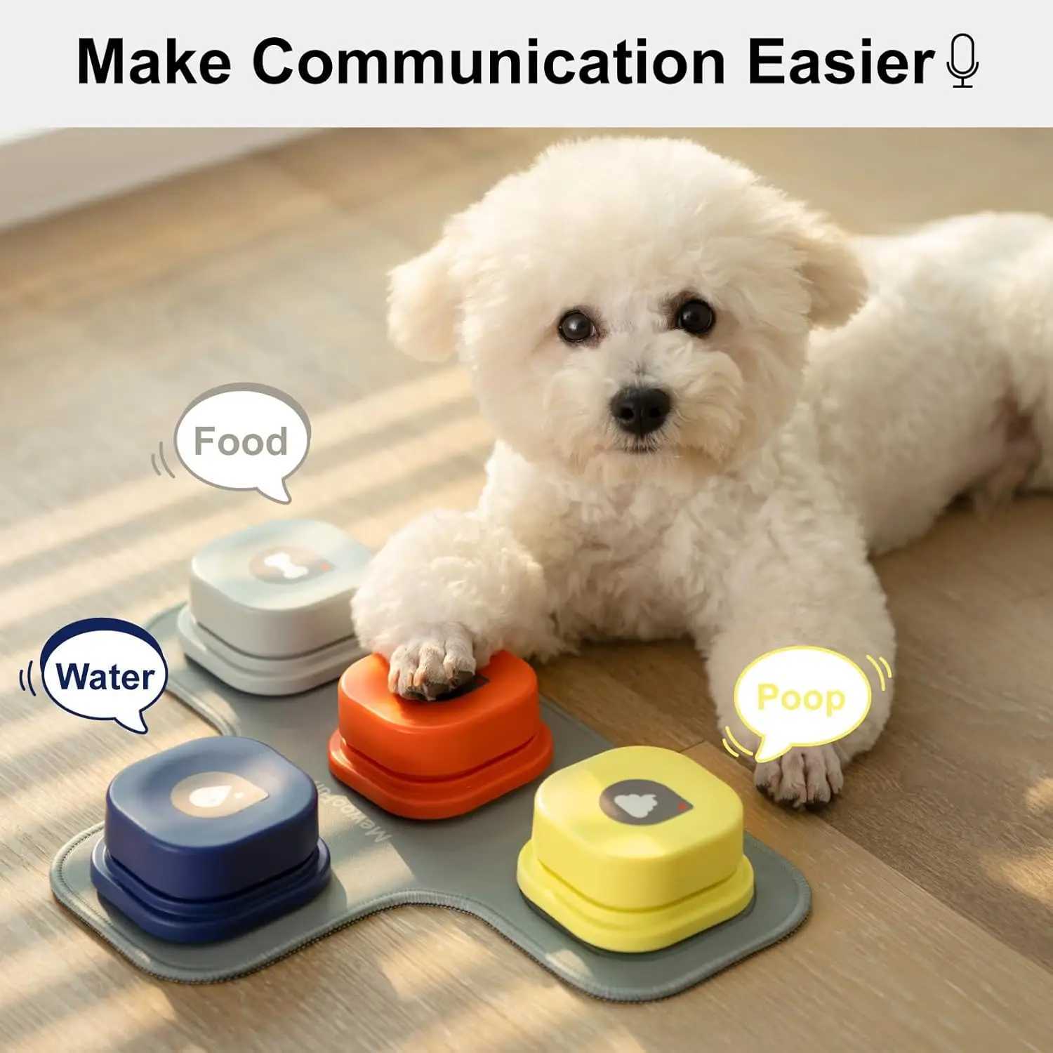 Friendly Dog Buttons for Communication Dog Training Speaking Buttons Dog Clicker with Mat Stickers 9Packs-Rubber Mat X241213