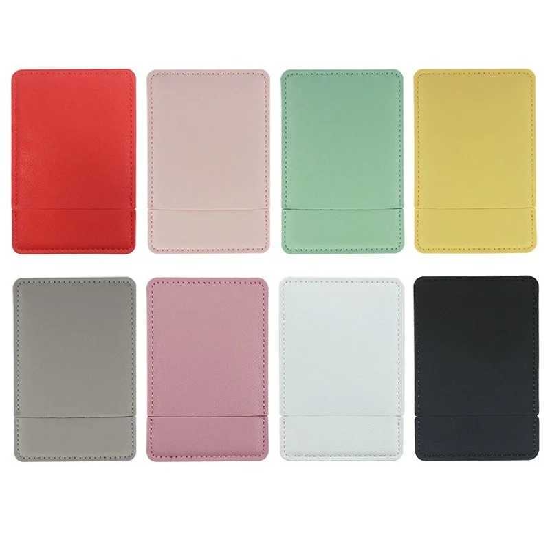 1PCS Portable Card Style Mini Shatter Proof Pocket Cosmetic Mirror PU Leather Cover Stainless Steel Unbreakable Makeup MirrorXJ241213