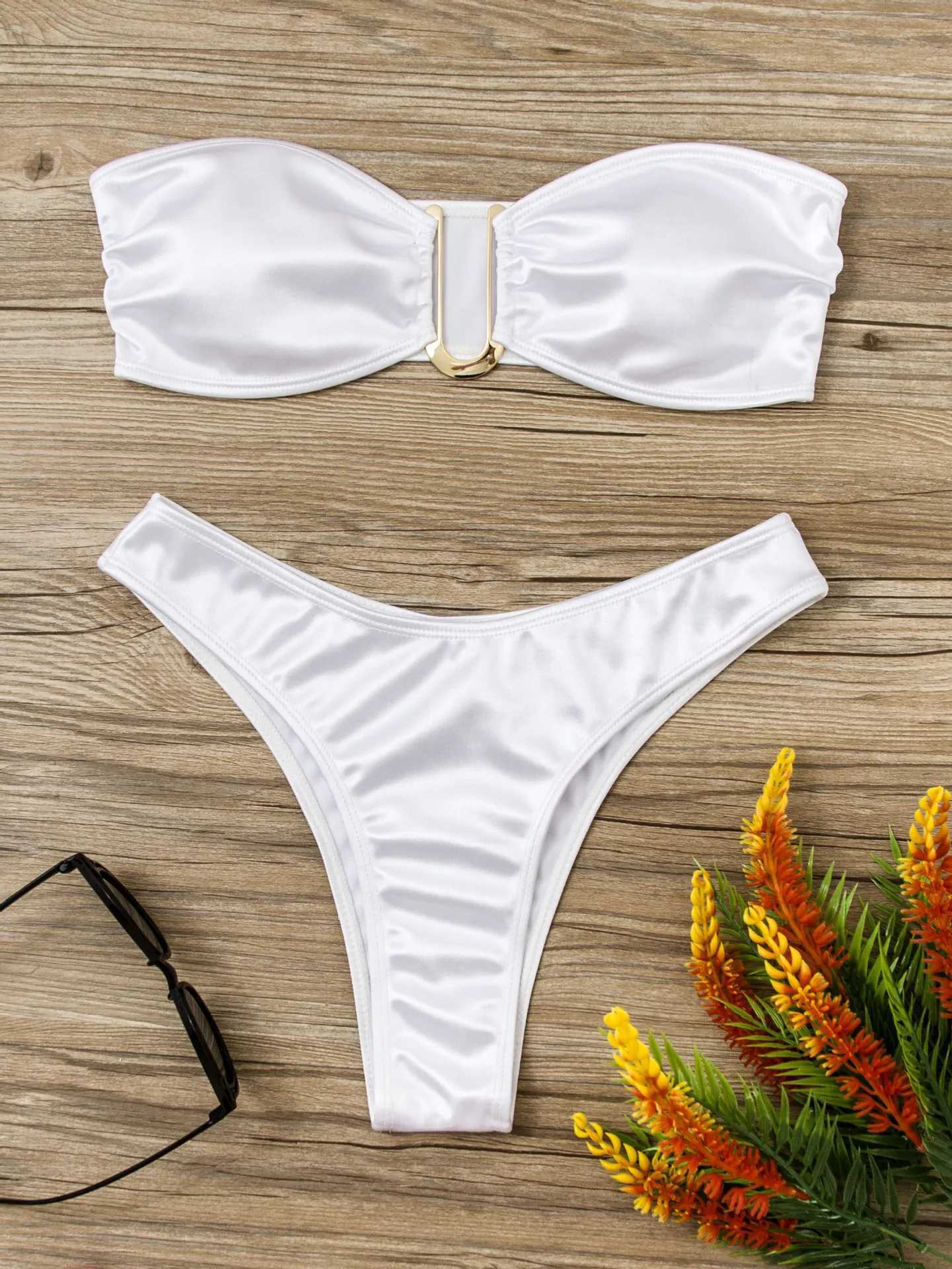 12 Color 2024 New Sexy Bandeau Bikini Women Swimwear Fa Swimsuit Two-pieces Bikini Set Padded Bather Bathing Suit SwimXJ241212