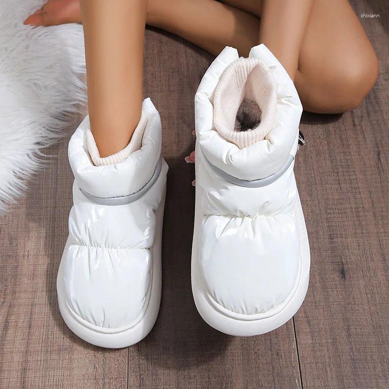 2025 NEW Boots Waterproof Soft Plush Ankle Women Winter Thick Sole Non-Slip Snow Woman Down Comfort Keep Warm Cotton Padded Shoes zhanyishengli
