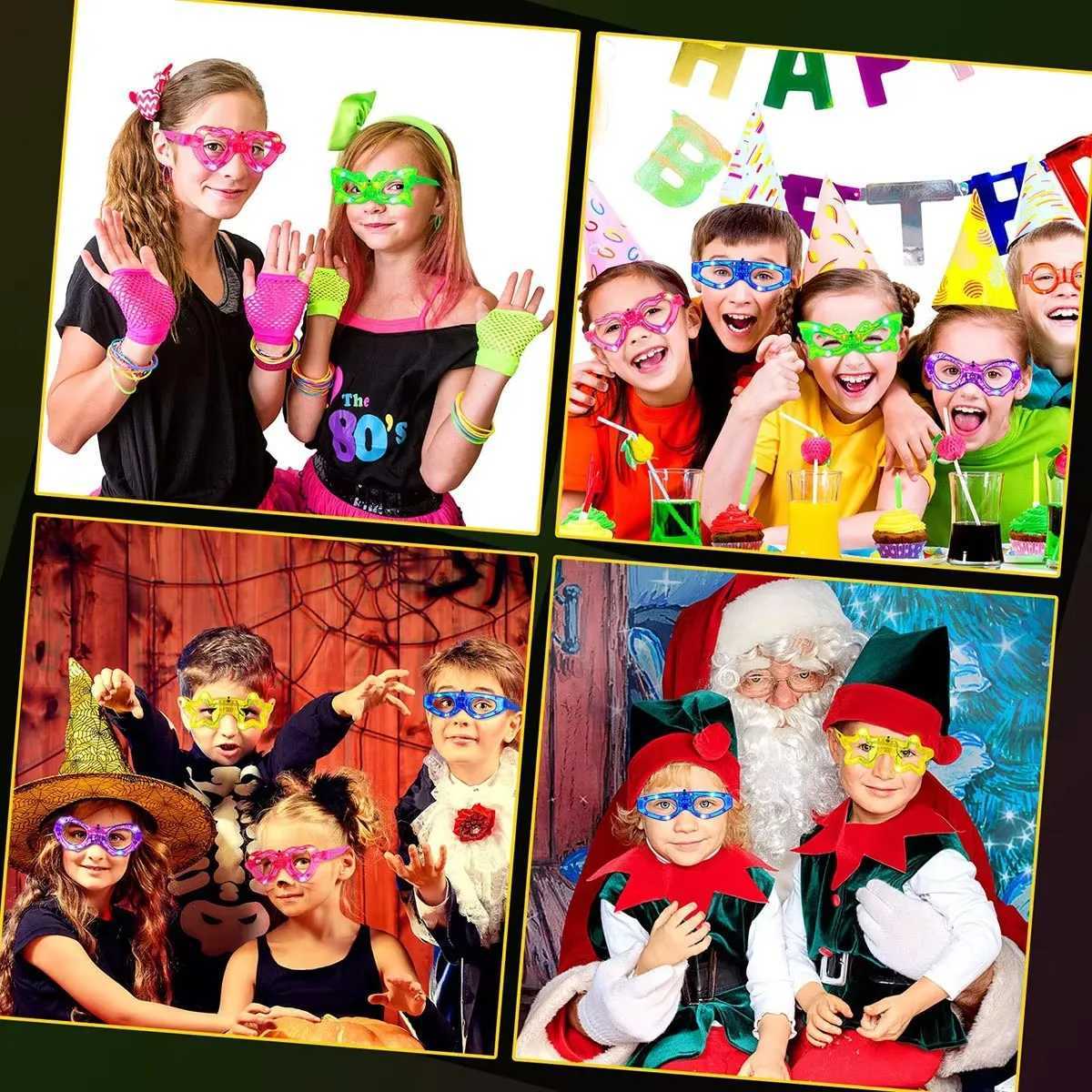Sunglasses LED Light Up Glasses Glow In The Dark Party Supplies Favor for Kids Adults Shutter Heart Rave Butterfly Flashing Glow Sunglasse H241213