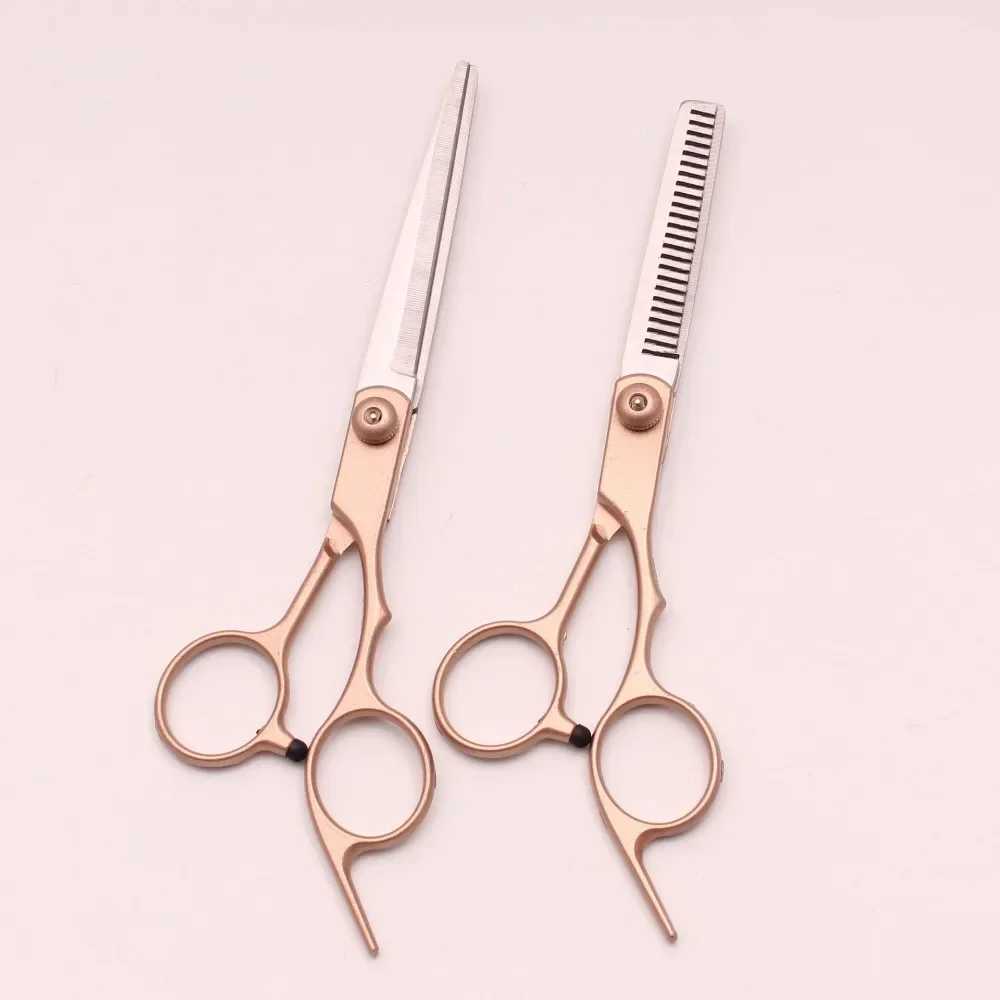 New Arrival 2Pc Professional Hairdressing Scissor Hair Thinning Scissors Multicolor Bangs Broken Hair Tooth Scissor Professional Barber Tool Z241213