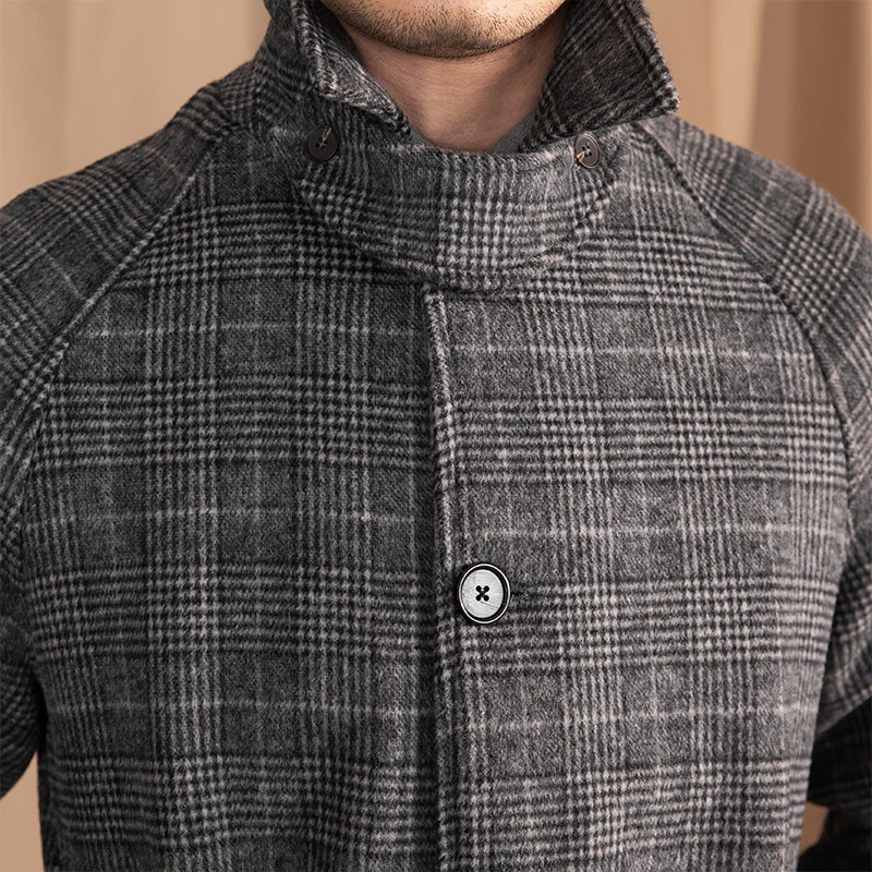 Mr Deer Three Winter Gentleman 70% Wool Prince Ge Balmacon Warm Grey Midlength Coat Jacket 241213