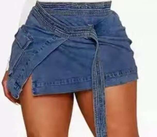New And Sexy Lace Up Slit Pocket Bag Hip Irregular Denim Short Skirt, Fashionable Quality Classic