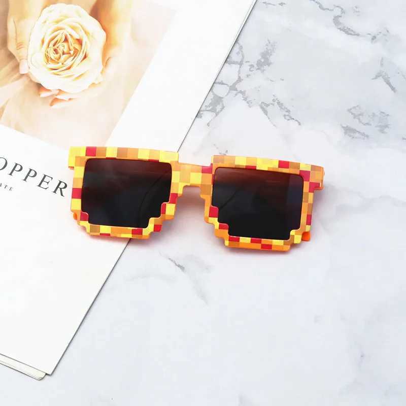 Sunglasses Kids Sunglasses Funny Sun Glasses Cosplay Action Game Toy Square Glasses Pixel Mosaic Thug Life Eyewear Childrens Gift H241213