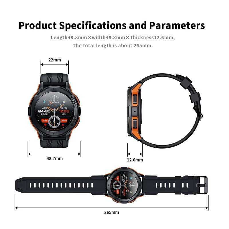 High Quality C25 Mens Smart Watch BT Call Heart Rate Monitor 1.43-inch HD 466 * 466 Screen 100+Sports Voice Assistant O241213