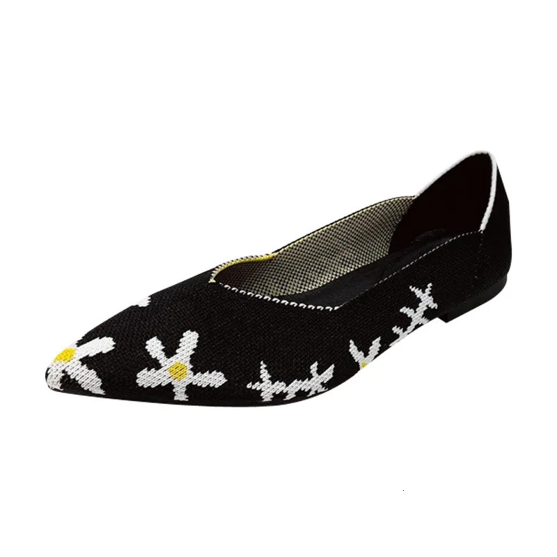 Knitted sliding flat shoes womens mesh Loafers elastic ballet shallow flat dress shoes Moccasins comfortable ballet flat 241213