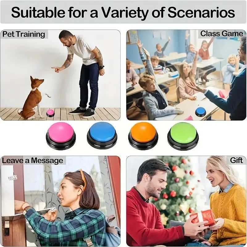 4 packs of dog recording buttons pet communication coach meal bell sound box battery free to teach dogs how to speak X241213