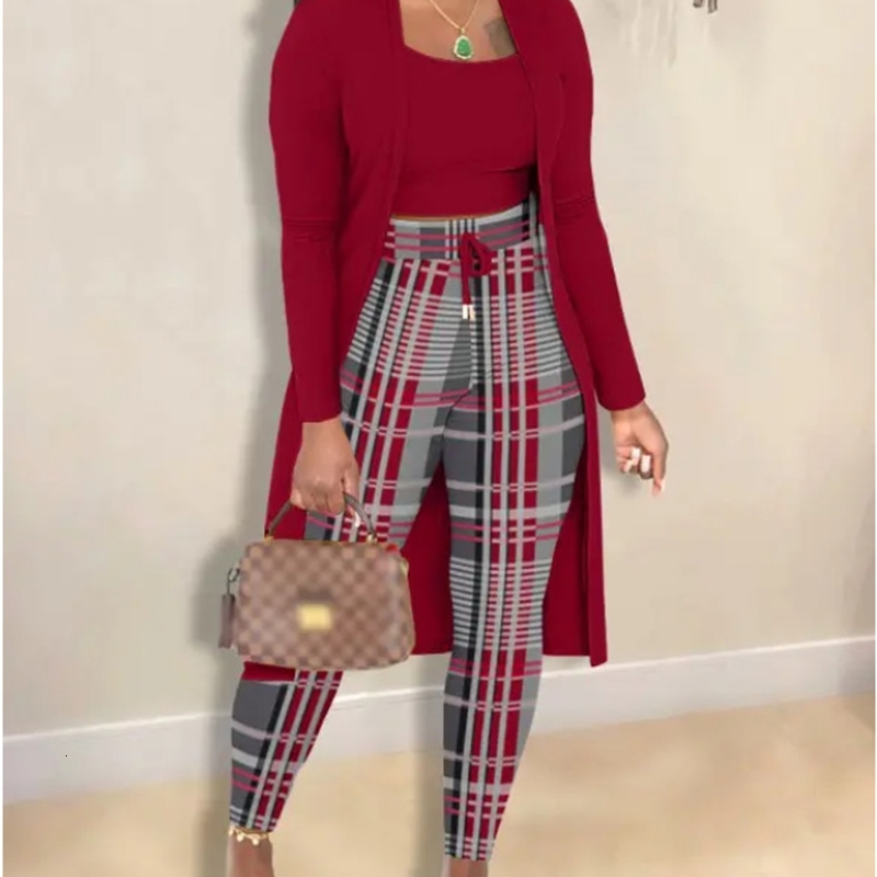Plus Size 3XL Designer Womens Printed Three Piece Set Sports Tracksuits Vest Long Sleeve Jacket Coat And Sweatpants Jogging Suit 3Pcs Sets For Women O