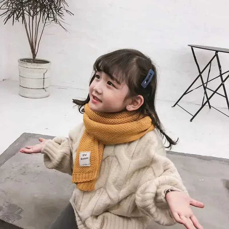 Scarves Wraps Kids Scarf Autumn Winter Fashion Childrens Knitting Baby Bib Wool Knitting Winter Versatile Female Warm Girl Boy H241213