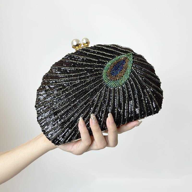 Clutch Bag Chinese Style Dinner Bag Beaded Sequins Heavy Work Beaded Embroidered Bag Cheongsam Women Tote Bag 240920