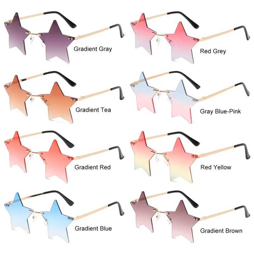 Sunglasses Rimless Sunglasses for Women Men Star Shape Sun Glasses Pentagram Eyewear Funny Party Glasses Christmas Decoration Eyeglasses H241213