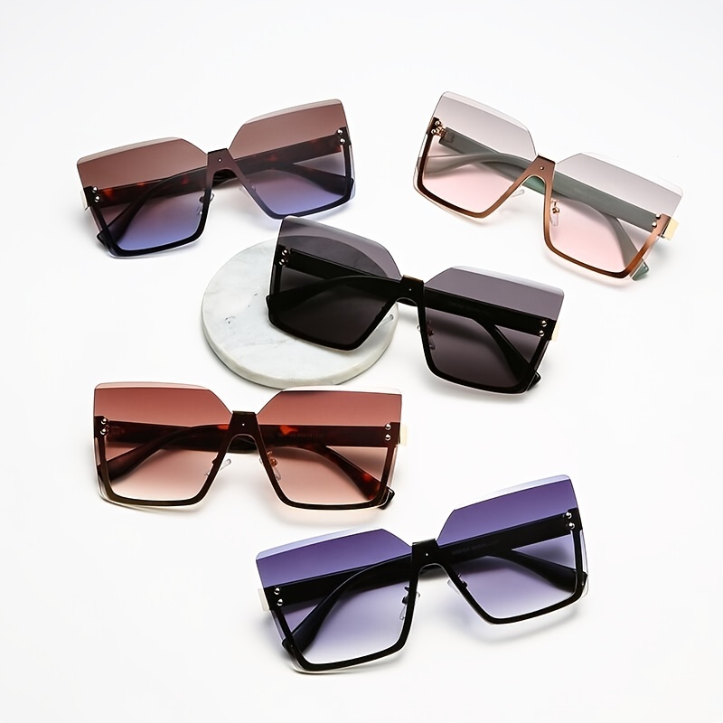 LALAVARA Ladies Rimless Oversized Fashion Trend Driver Driving Outdoor Cycling Sports Fishing Fashion Glasses
