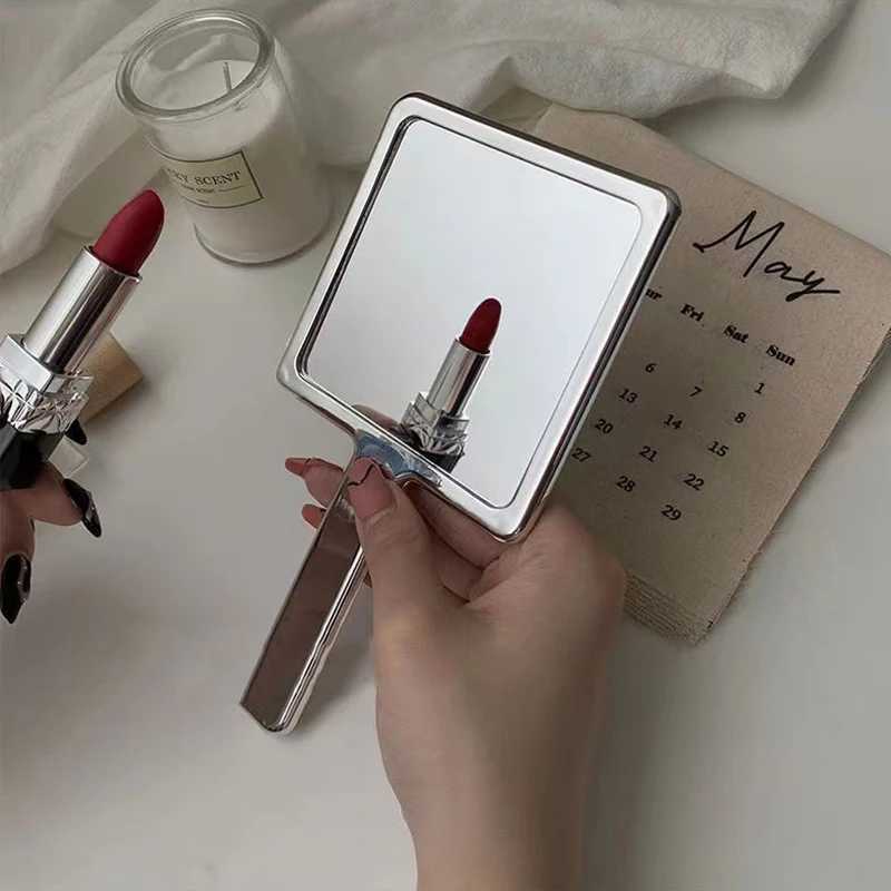 Ins Liquid Shape Square Mirror Mini Hand-held Cosmetic Mirror Makeup Mirror Travel Portable Beauty MirrorXJ241213