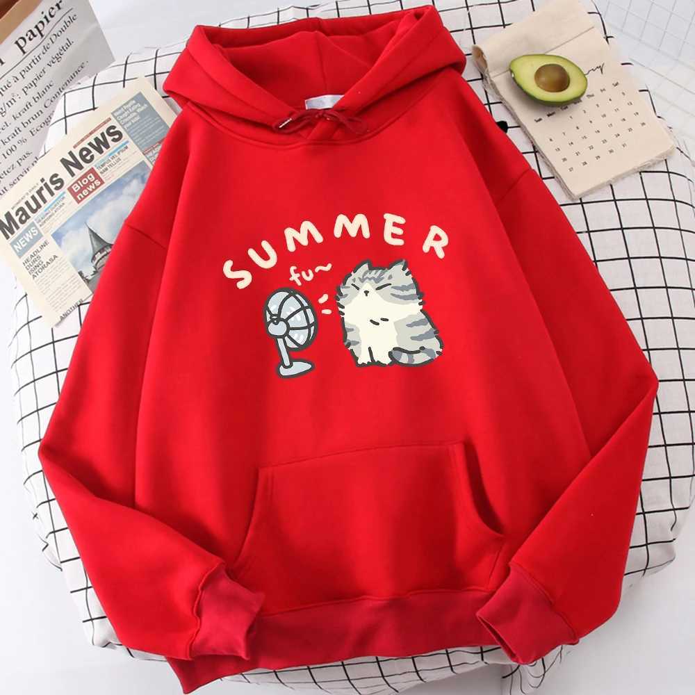 Short Beauty Blowing Fan Fun Print Mens Sweatshirt Breathable Original Street Clothing Graphic Sports Pullover Outdoor Novel Top W241213