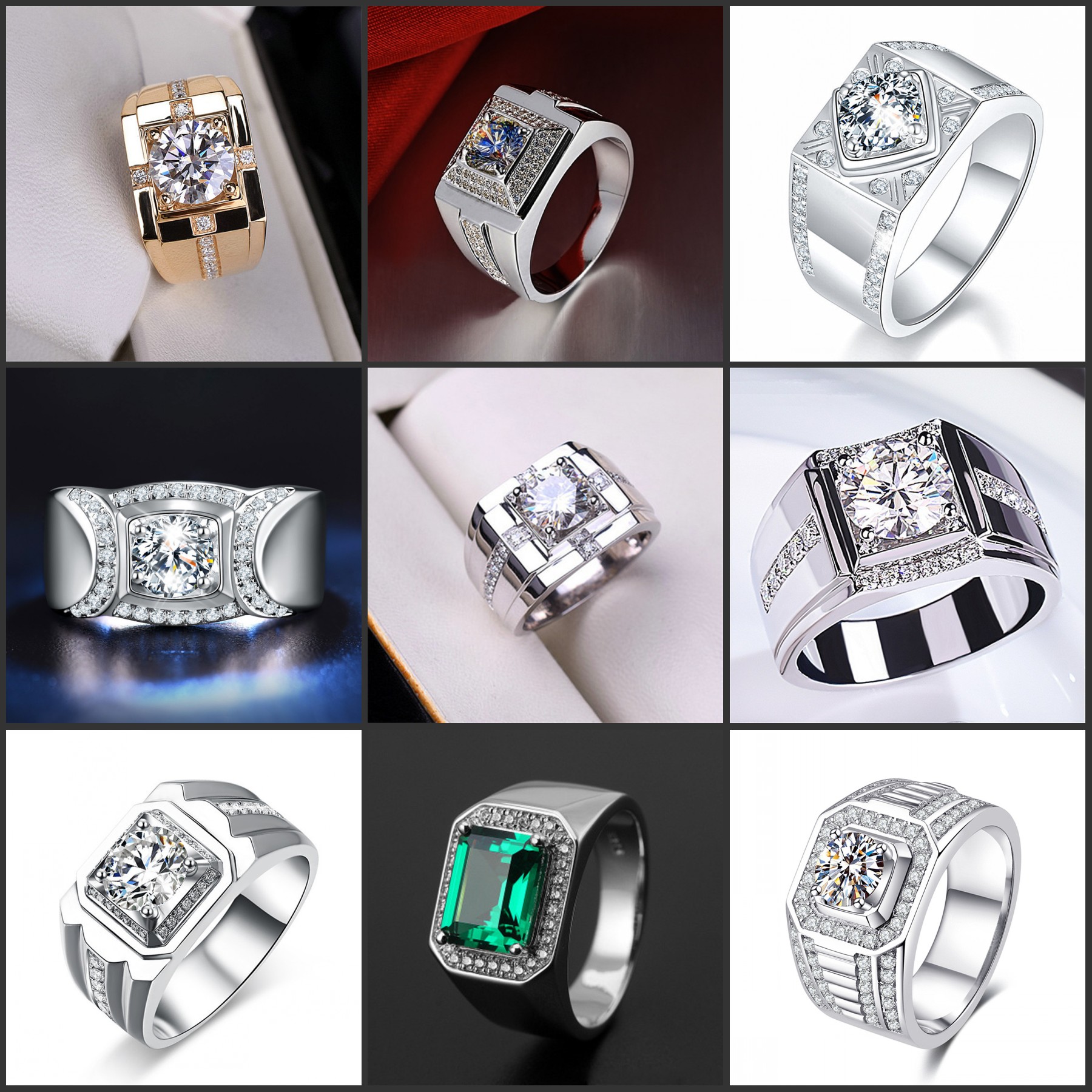Choucong Lab Moissanite Diamond Wedding Rings Sparkling Luxury Jewelry 925 Sterling Silver Round Cut Zircon Party Eternity Male Open Ring For Men Gift