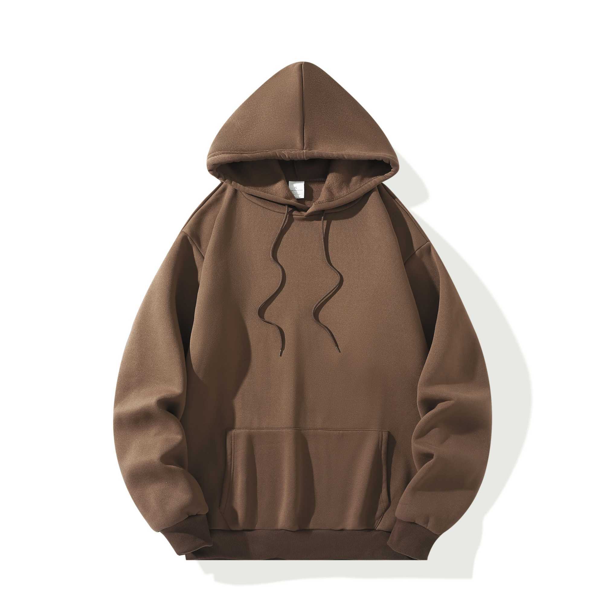 New autumn and winter casual thick hoodie mens solid color basic hoodie sportswear quality jogging texture zipper W241213