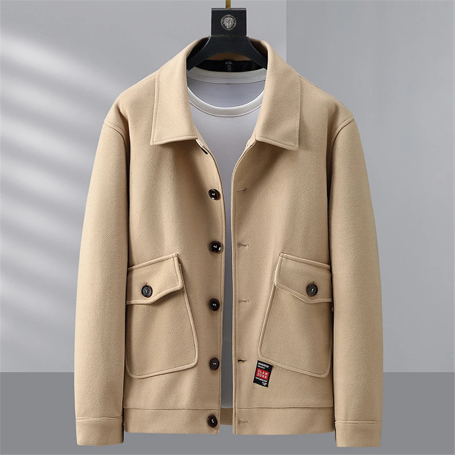 Black Wool Coat Men Plus Size 10XL 12XL Jackets Coats Autumn Winter Button Jacket Male Outerwear Big 241213