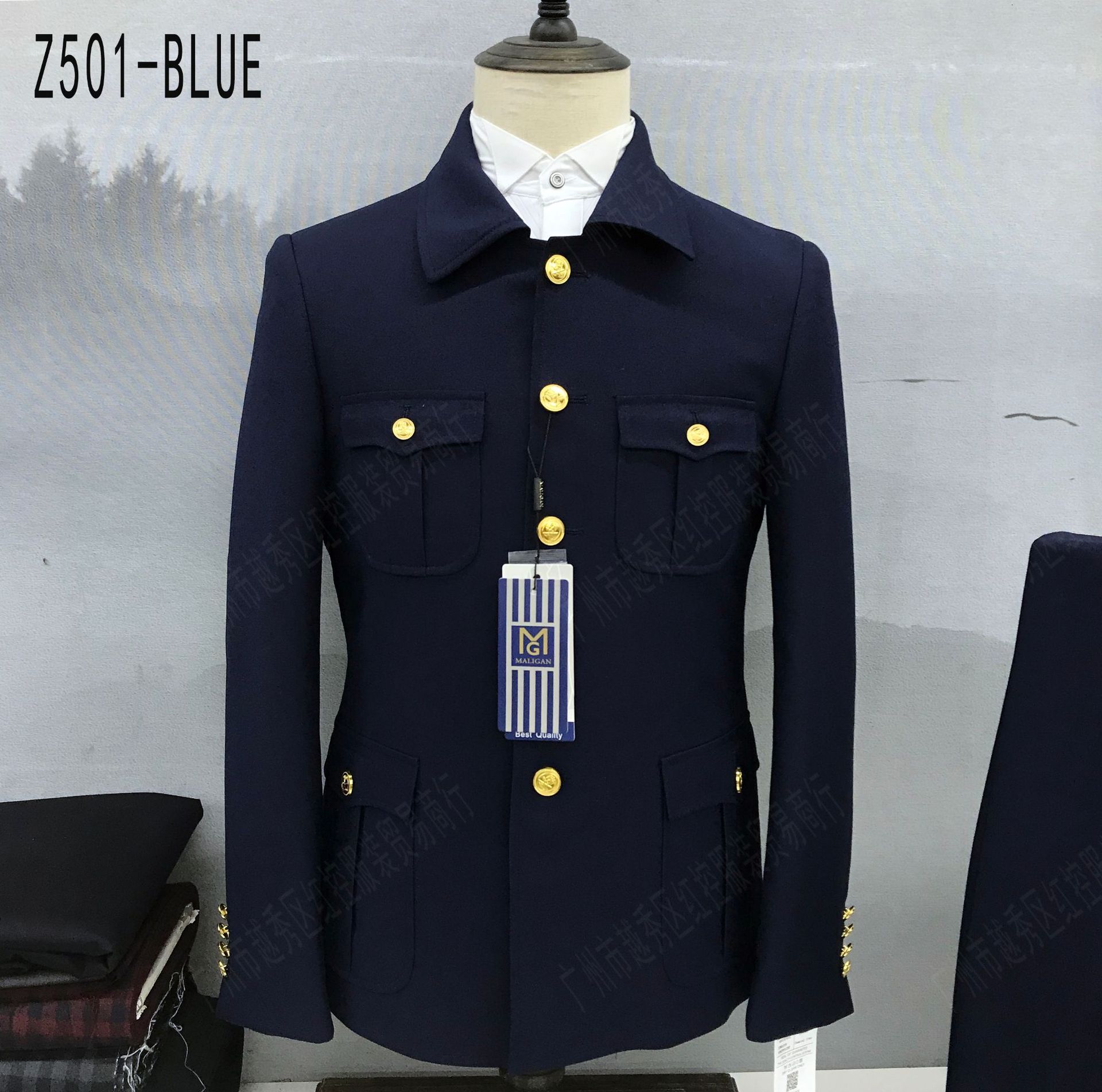 2 Pcs Suit Set Blazers Jacket Pants / 2023 Fashion Men's Casual Boutique Single Breasted Stand Collar Tunic Suits Coat Trousers