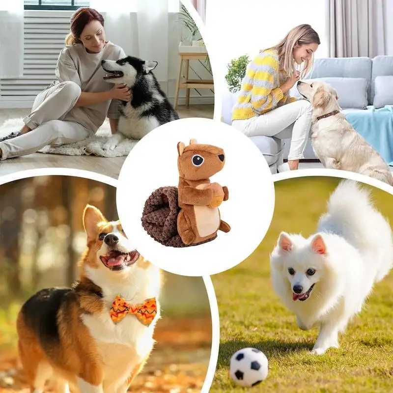 Realistic Squirrel Dog Toy Velvet Squirrel Shaped Foraging Instinct Training Puppy Toys Interactive Dog Puzzle Toys With Sound X2412131