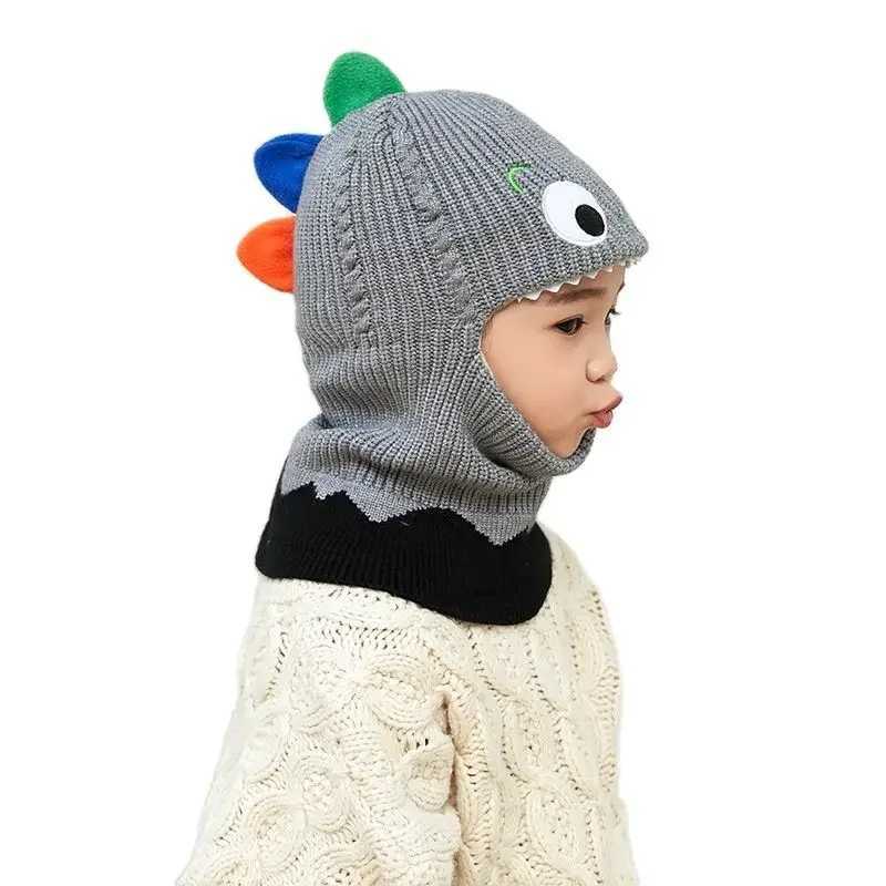 Boy Girl Beanie Protect neck Dinosaur Fox Bear Windproof Winter Knit Hat Child Girls Earflap Caps For 2 to 7 Years OldXJ241213