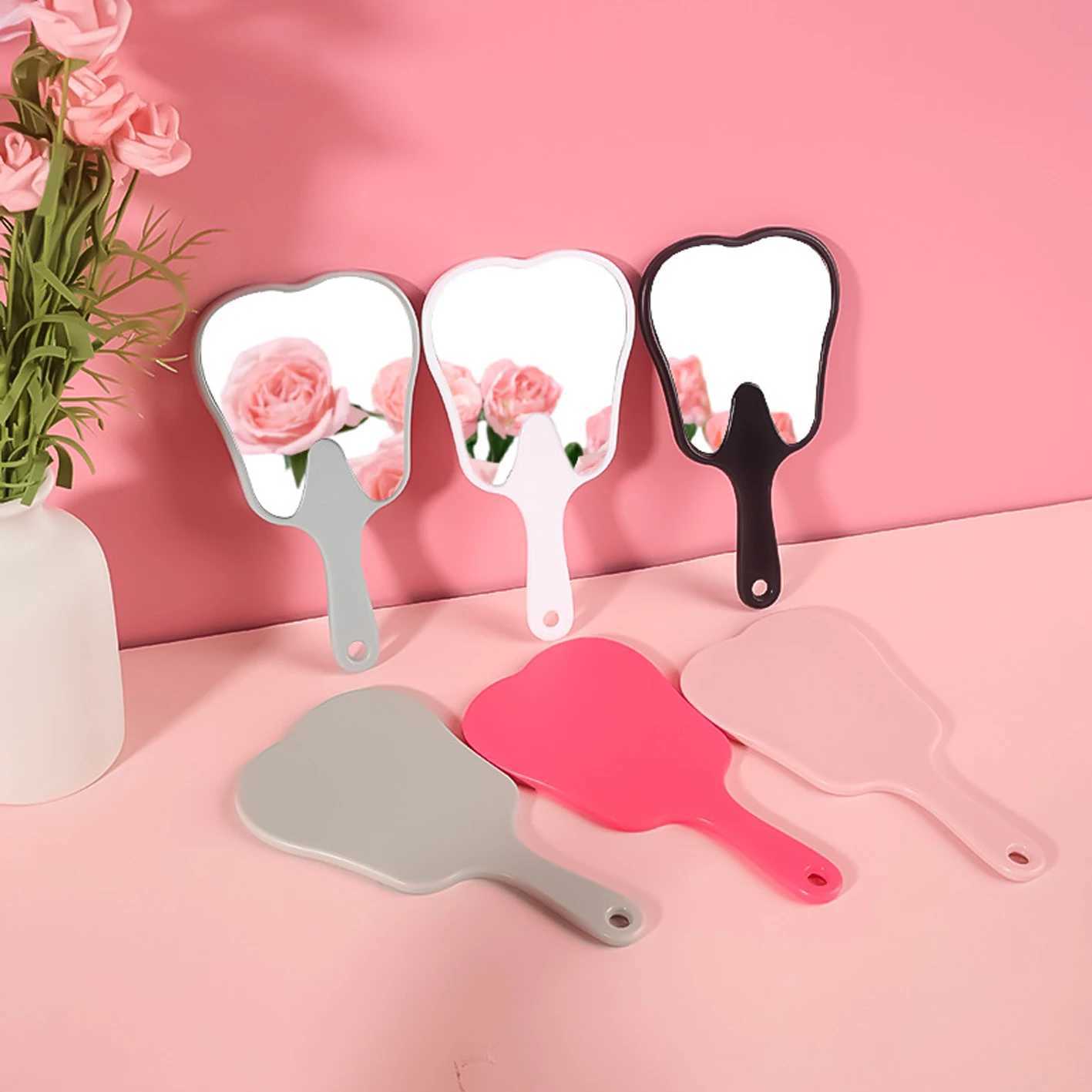 1 Pc Tooth Shape Handheld Mirror 8.5x16cm Small Size Cute Portable High Definition Dental Makeup Mirrors With Handle For GirlsXJ241213