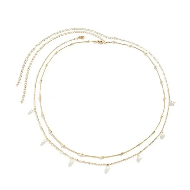 Trendy Sexy Double Layer Pearl Butterfly Chain for Women Charm Waist Bead Belt Summer Beach Body Jewelry Accessories 241213