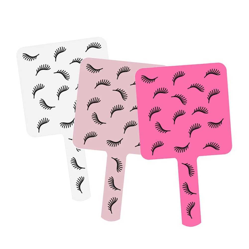 1 Pcs Small 9x9cm Lashes Painting Handheld Makeup Mirror Pink/Black Portable Square Eyelash Extension Salon Mirrors With HandleXJ241213