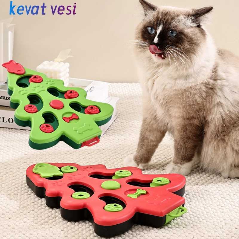 Cat Toys Anti-Choking Pet Slow Food Bowl Funny Christmas Tree Shaped Cat Dog Puzzle Toy Puppy Kitten Training Toys Pet Supplies X241213