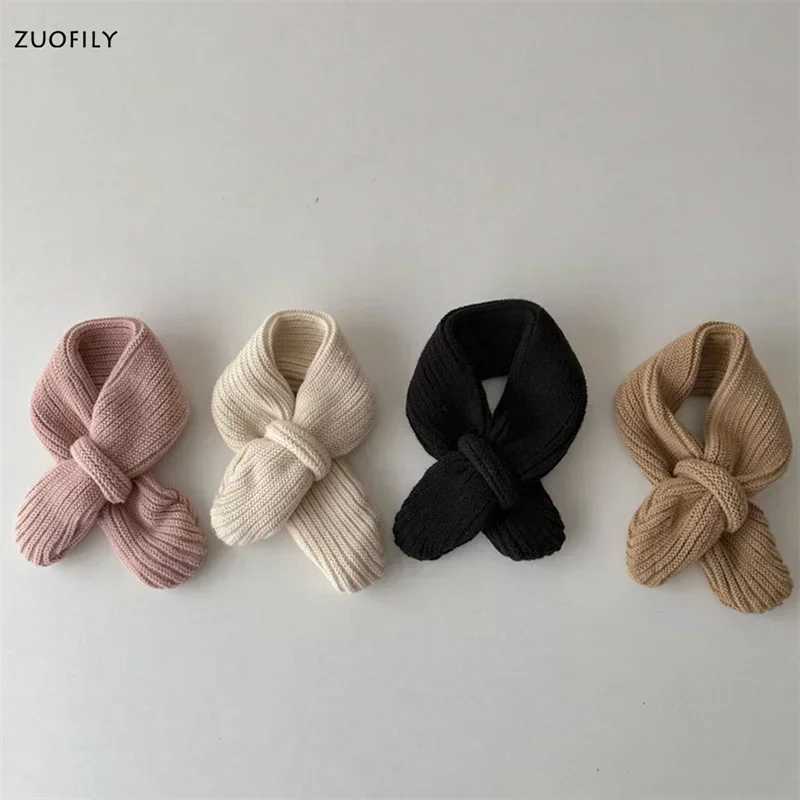 Scarves Wraps Soft Knitted Kids Scarf Winter Warm Infant Toddler Neck Warm Fashion Children Girl Boy Scarves Baby Bib Solid Color Neckerchief H241213