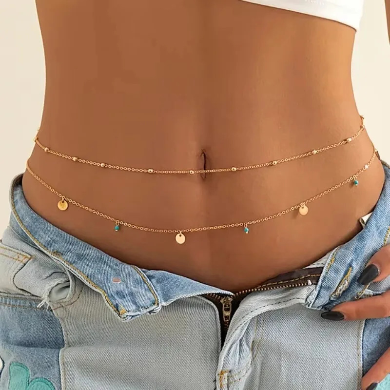 Trendy Sexy Double Layer Pearl Butterfly Chain for Women Charm Waist Bead Belt Summer Beach Body Jewelry Accessories 241213