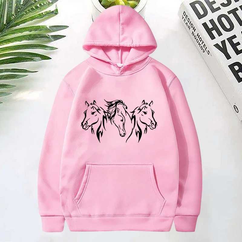 New Horse Head Pattern Printed Hoodie for Womens Fashion Casual Sports Sweater Womens Pullover Top W241213