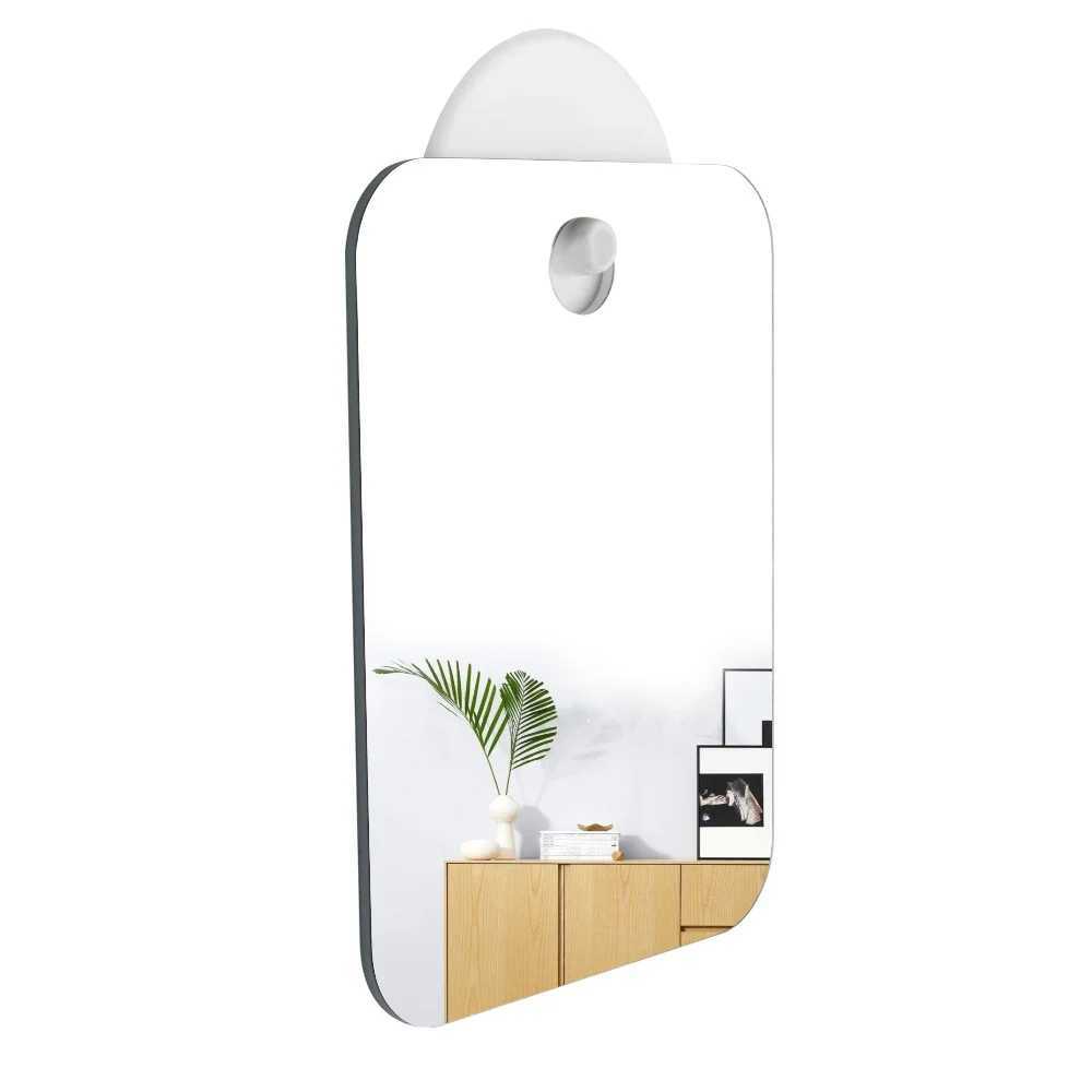 Acrylic Fog Free Mirror Wall Suction Travel Mirror Unbreakable Portable Traveling Shaving Women Makeup Bathroom AccessoriesXJ241213