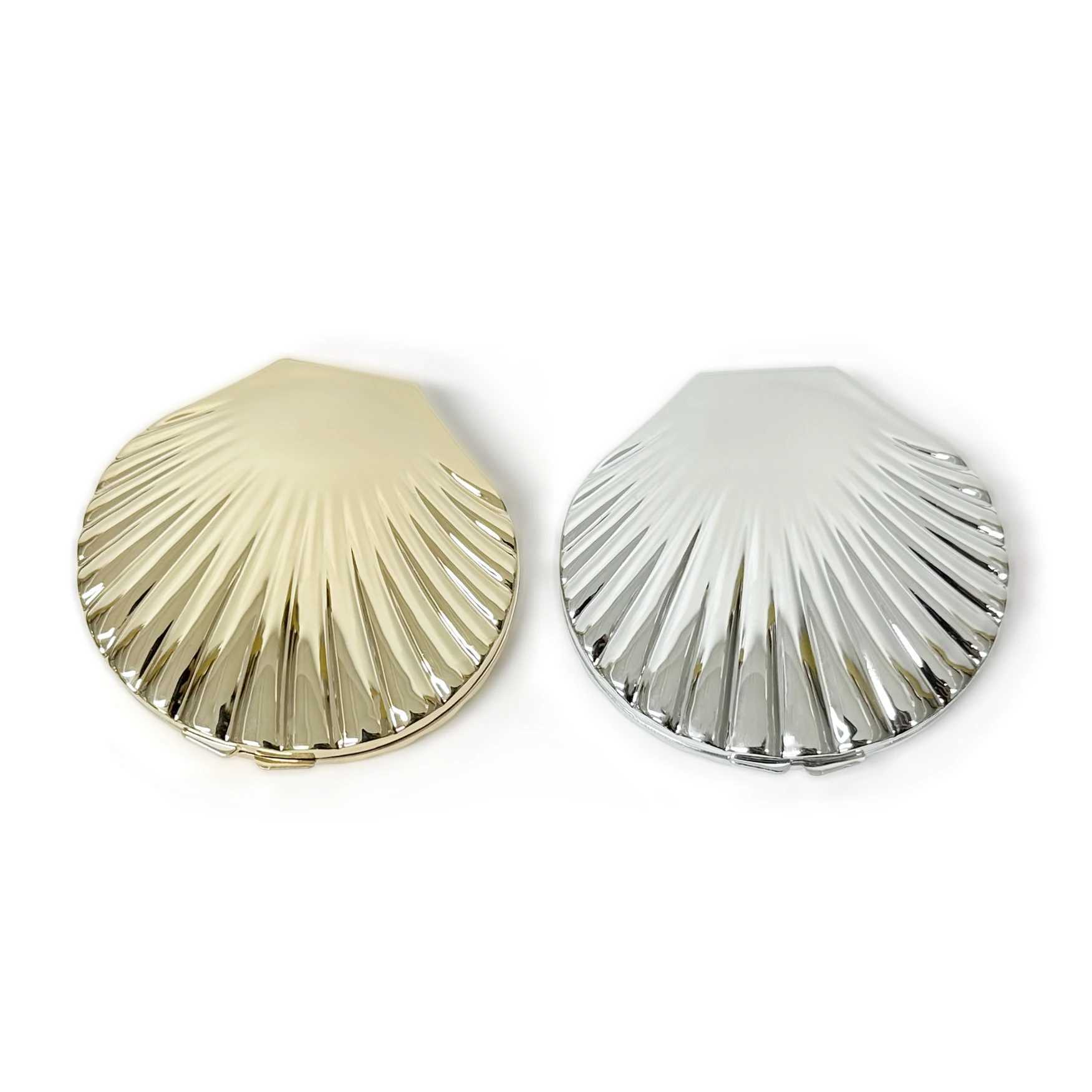 Shell Shape Double Sided Makeup Mirror 2 Pack Sliver Hand Mirror Buy 1 and Get 1 FreeXJ241213
