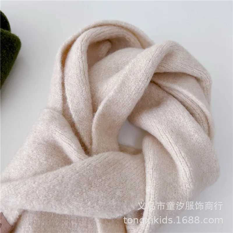 Scarves Wraps Autumn Winter Wool Baby Scarf for Kids Boy Girl Korean Fashion Solid Color Scraf Cashmere 15*130cm Scarf for 3-12 Year Children H241213