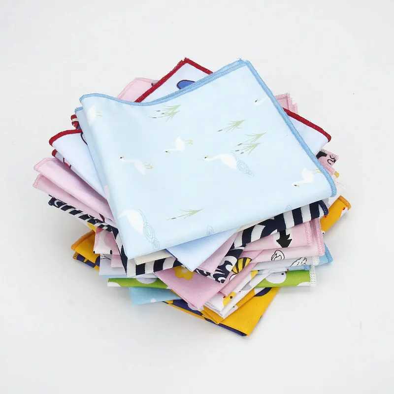 25 * 25cm brand new mens 100% pure cotton animal mens handle fish bear printed pocket square chest towel set W241213