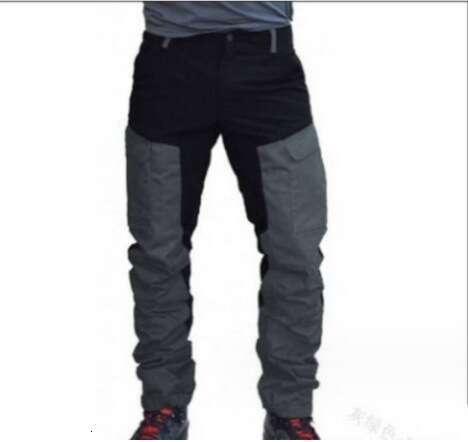 Color Blocked Men's Slim Fit Outdoor Sports European And American Fashion Motorcycle Casual Multi Pocket Workwear Pants Fashionable Quality Class
