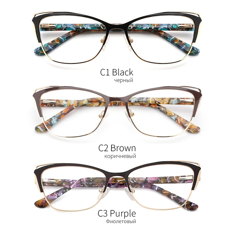 Metal Women Fashion Cat Eye Frame Optical Glasses Frames Retro Eyeglasses Transparent Computer For 241213
