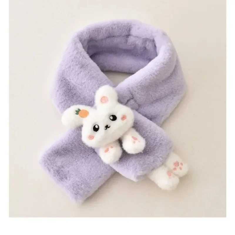 Scarves Wraps 1pcs Boys Girls Winter Scarfs Thick Plush Cros Childrens Scarf Baby Bib Cute Cartoon Rabbit Faux Fur Neck Protection Warm Shawl H2412137