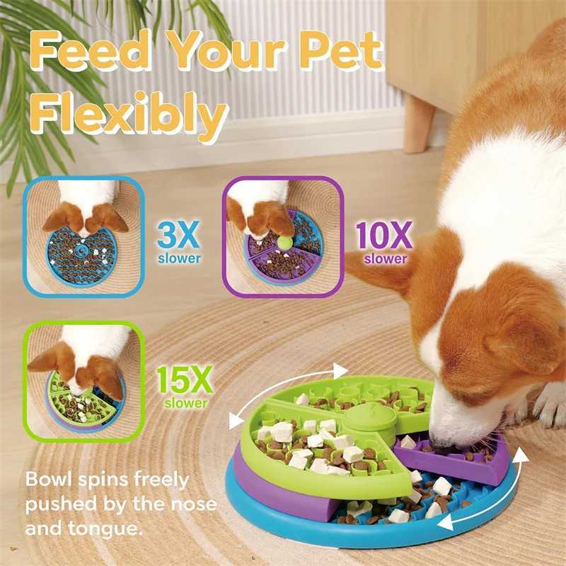 Dog Puzzle Slow Feeder Interactive Dog Puzzle Game 3 Layers Detachable Slow Eating Dog Bowl Anti-anxiety Dog Feeder Bowl X241213
