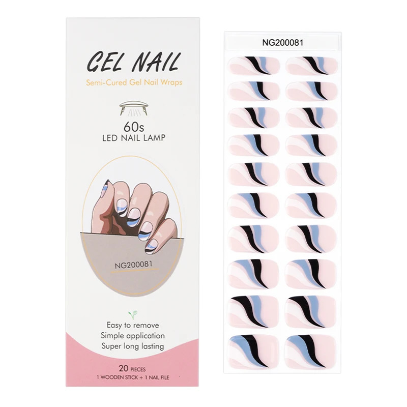 Semi curing packaging Fast gel nail sticker Earth gel packaging adhesive Full cover gel nail decal UV lamp curing process decoration 241205