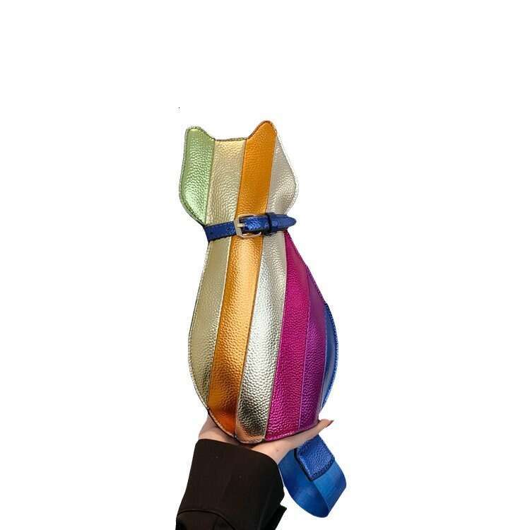 New Women's Fashion Color Contrast Splicing Trendy Crossbody Colorful Cat Casual Shoulder Chest Bag Women