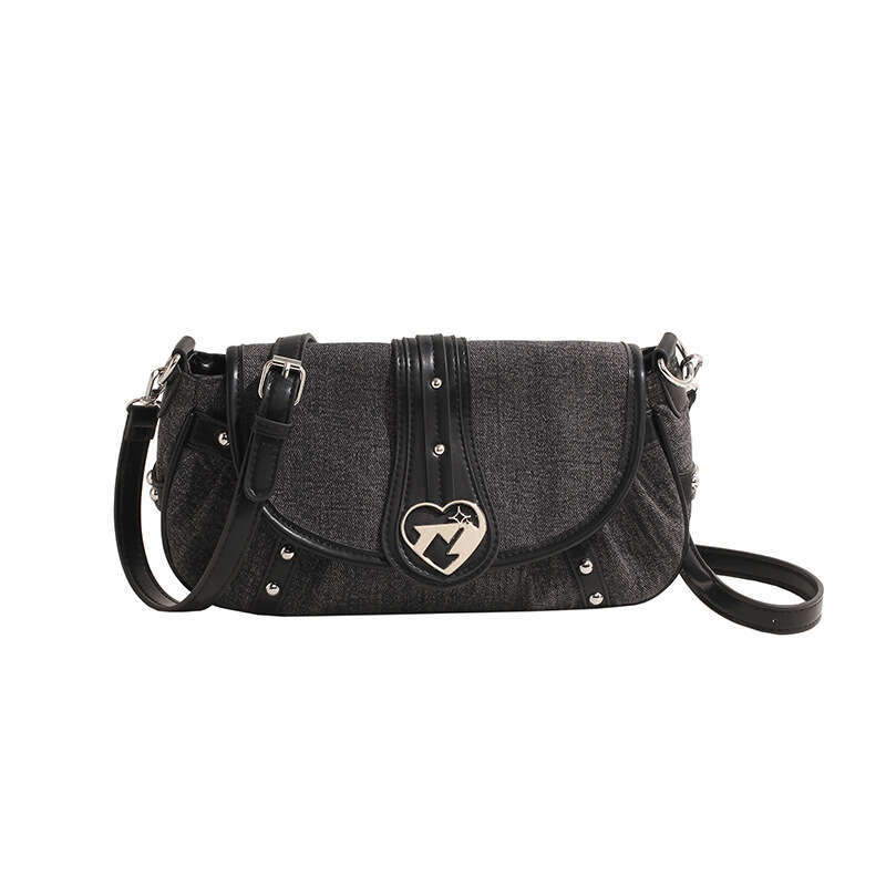 Casual spicy girl style handbag for women cool denim shoulder crossbody bag, internet famous dumpg bag 2024 temperament versatile new trendy clothing 