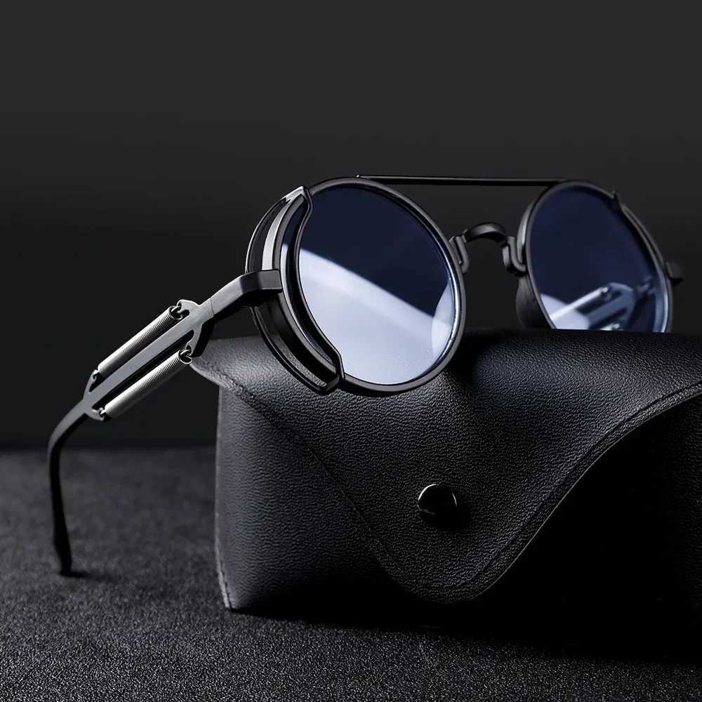 Vintage Punk Round Frame Sun Glasses Men Steampunk Sunglasses Brand Designer Women Eyewear UV400 Outdoor Sports Driving GoogleX241213